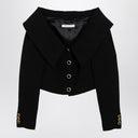Alessandra Rich Black Off Shoulder Jacket in Wool Alessandra Rich