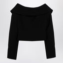 Alessandra Rich Black Off Shoulder Jacket in Wool Alessandra Rich