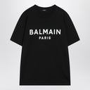 Balmain Black cotton crewneck t-shirt with logo