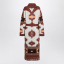 Alanui Long cardigan Icon Jacquard white/brown Alanui