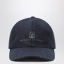 Brunello Cucinelli Grey-blue wool baseball cap