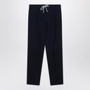 Brunello Cucinelli Navy blue corduroy drawstring pants