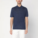 Brunello Cucinelli Dark blue short-sleeved polo shirt
