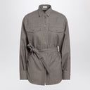 Brunello Cucinelli Check-pattern shirt with belt and Shiny Collar Detail