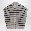 Brunello Cucinelli Striped mesh cardigan in linen blend