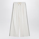 Brunello Cucinelli Wide white trousers in cotton and silk