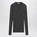 Brunello Cucinelli Dark grey ribbed wool sweater