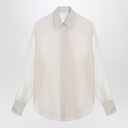 Brunello Cucinelli Beige Crispy silk shirt with monile detail