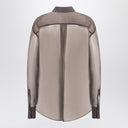Brunello Cucinelli Brown shirt with Flora Appliqué in silk