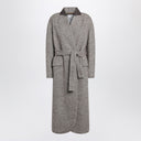 Brunello Cucinelli Brown mélange wool-blend coat with belt