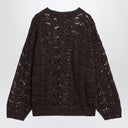Brunello Cucinelli Brown perforated sweater with micro sequins