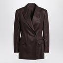 Brunello Cucinelli Shiny brown linen twill jacket