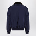Brunello Cucinelli Indigo nylon puffer jacket with shearling collar