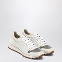 Brunello Cucinelli White nylon and suede trainer
