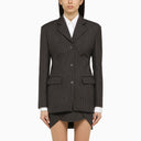 Off White Off-White™ Grey single-breasted pinstripe jacket in wool blend