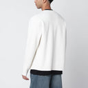 Maison Kitsuné Ecru cardigan with logo patch