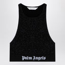 Palm Angels Black lurex top in viscose blend