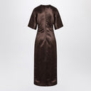Loulou Studio Long brown dress in linen and silk