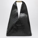 MM6 Maison Margiela Medium black Japanese bag with crocodile print