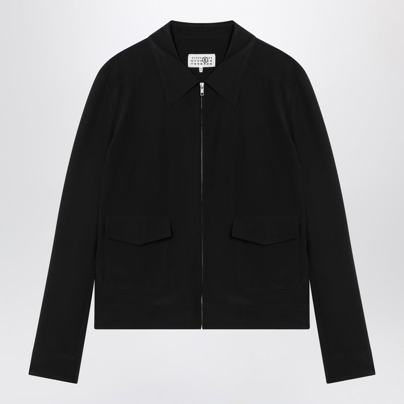 MM6 Maison Margiela Schwarze Seidenjacke mit Reißverschluss