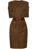 Saint Laurent belted cotton midi dress - Allure Absolue