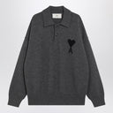 Ami Paris Grey polo-style Ami De Coeur sweater