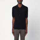 Tagliatore Black silk-blend polo shirt